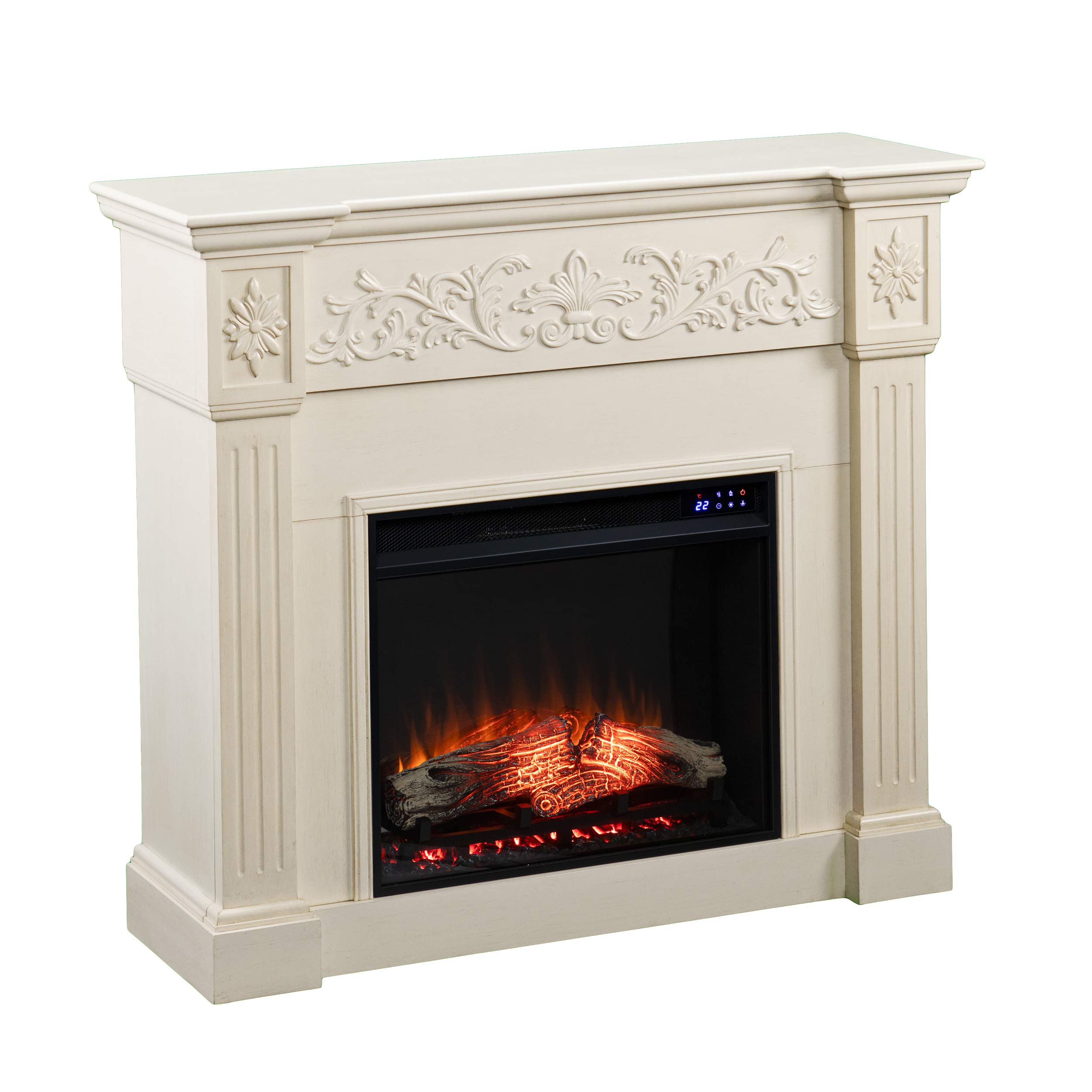 Amazon.com: SEI Furniture Calvert Electric Fireplace with Carved